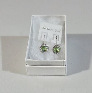 silver hoop earrings with green gemstone